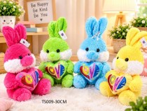 30CM.RABBIT W/HEART 4 CLRS