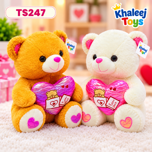 25CM BEAR W/HEART 2 CLRS 
