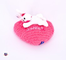 Heart pillow with rabbit